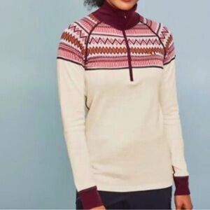 Kari Traa Fair Isle 100% Wool Base Layer Half-Zip Large